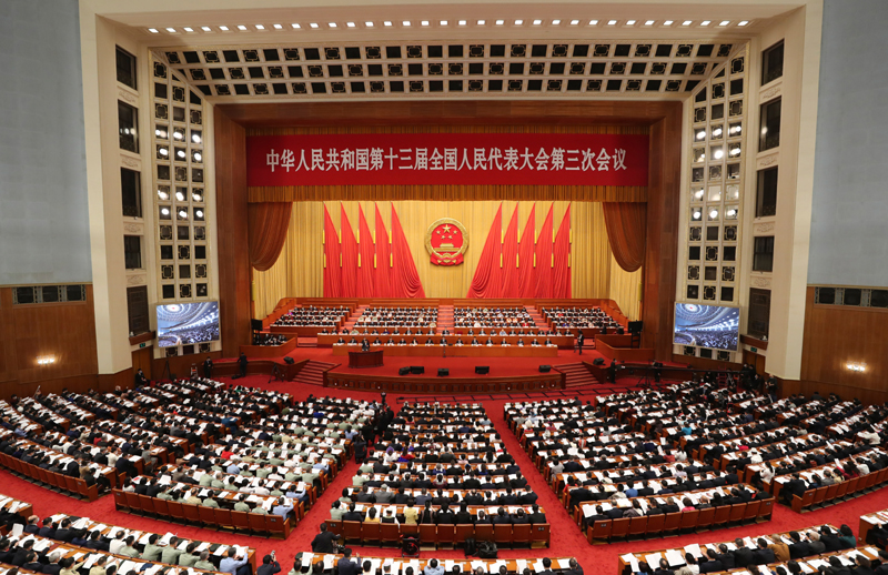 5月22日，第十三届全国人民代表大会第三次会议在北京人民大会堂开幕。新华社记者 姚大伟 摄